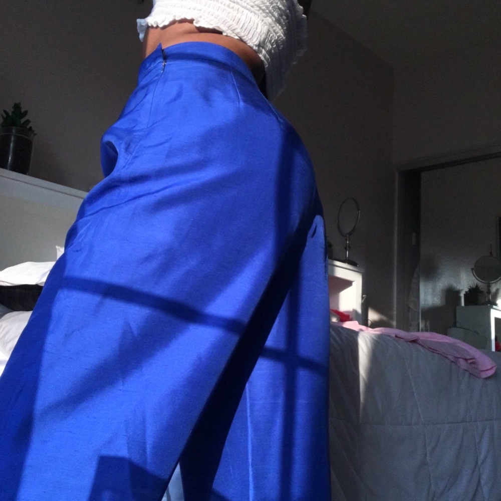 cobalt blue 100% silk pants